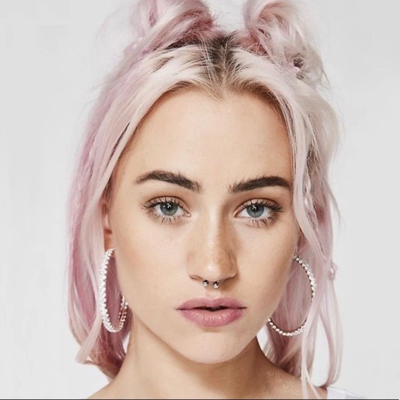 NEW LUXURY DIAMOND STERLING SILVER HOOP EARRINGS - Picture 5 of 6